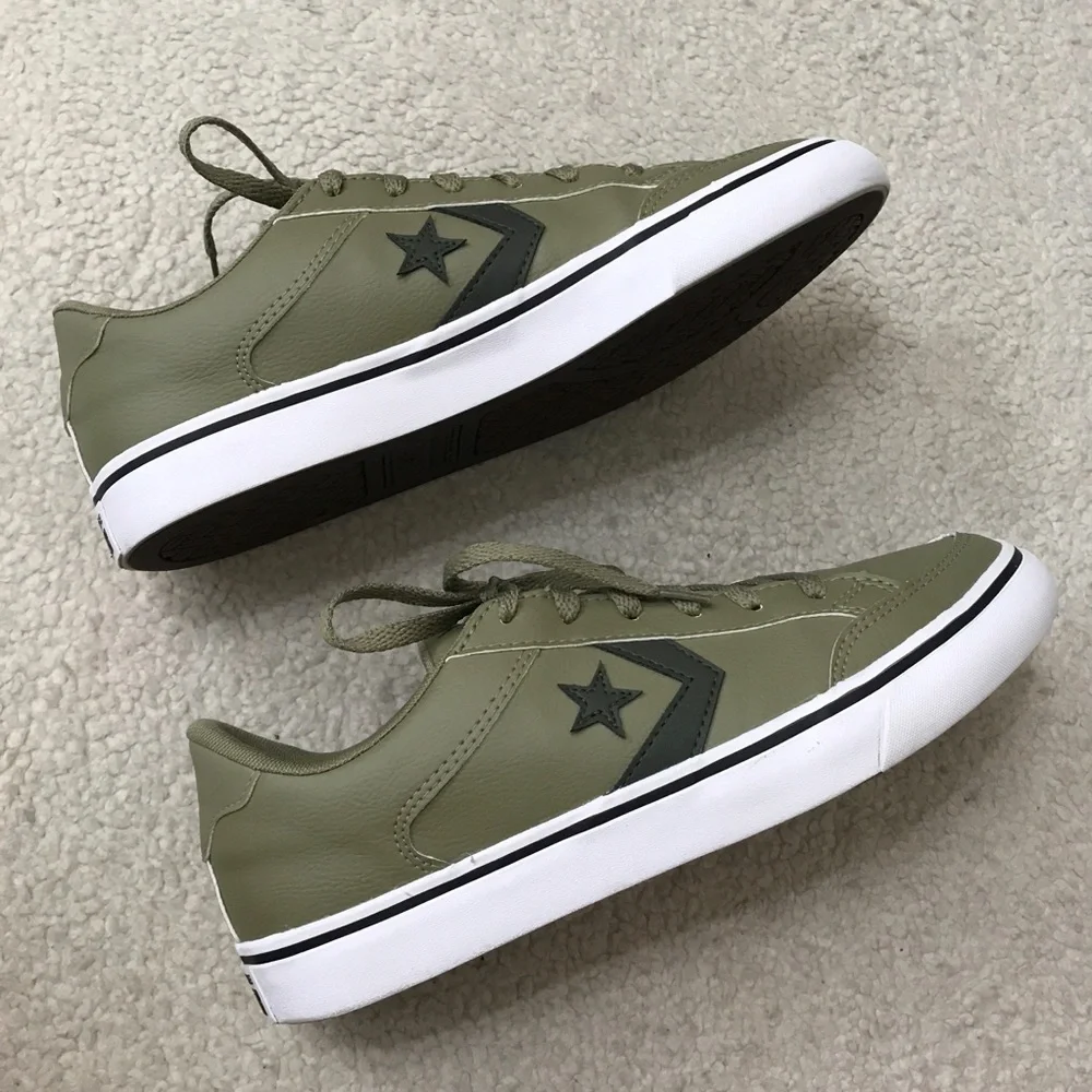 Converse Mens Olive Green Sneakers Faux Leather All Star Tobin Ox Size 8.5 - Picture 9 of 10